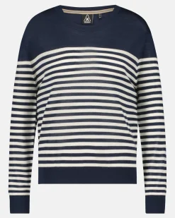 Luxueuze 100% Merino Smerlada Gestreepte Blouse